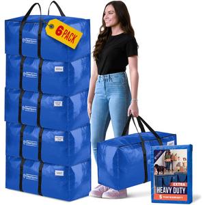 ClearSpace Extra Heavy Duty Moving Bags with Zipper, 6 Pack  Extra Large Storage Bags for Clothes, Moving Boxes or Packing for Organization - Clothing Storage with Carrying Handles