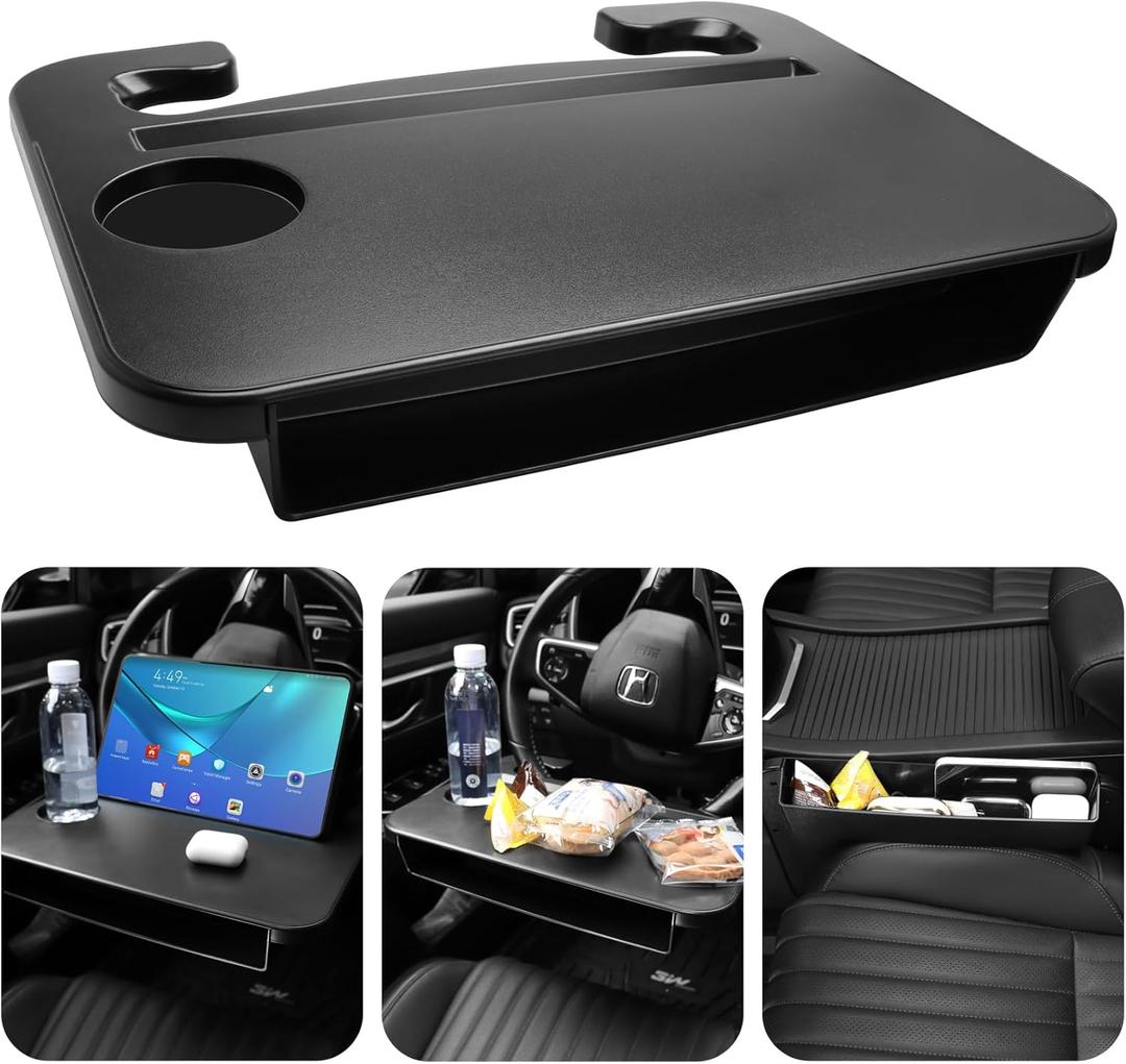 3 in 1 Car Steering Wheel Tray | Steering Wheel Desk with Car Seat Gap Filler Organizer, Car Food Tray Table for Eating Driver, Car Desk for Laptop Mount, Driving Companion for Productivity