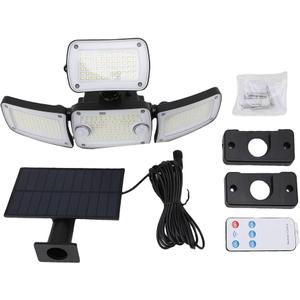 Solar Outdoor Flood Light with Motion Sensor 270 Degree Wide Angle Flood Wall Mount 3 Modes IP65 Water Proof for Backyard Yard Garage [Energy Class A]
