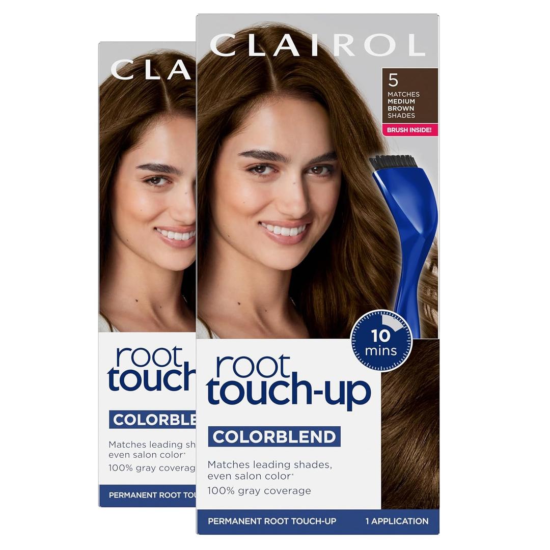 Clairol Root Touch-Up by Nice'n Easy Permanent Hair Dye, 5 Medium Brown Hair Color| 100% Gray Coverage | Easy Brush Application | Matches Professional Salon Shades | Pack of 2