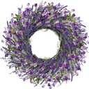 26 Inch Lavender Wreath Summer Spring Wreaths for Front Door Wreaths for Front Door for Wedding Farmhouse (Purple Lavender)