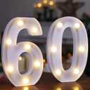 60th Birthday Decoration Light Up Letters, Battery Powered LED Numbers Marquee Number Sign for 60th Party Home Decor Night Light