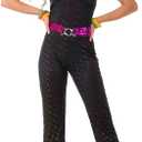 IBTOM CASTLE 70s Costume for Women Vintage V Neck Sequin Jumpsuit Disco Outfit Hippie Club Night Adult Halloween Costume (Medium, Black) 1 Piece