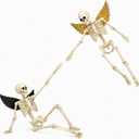2 Pack 5.4 ft Halloween Skeleton Decorations, Decor Life Size with Adjustable Joints Angels and Demons,for Outdoor Indoor Yard Lawn Haunted House Party Decor, Set B