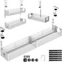 Multi-Model Under Desk Cable Management 2 Pack Metal Under Desk Wire Management Tray Clamp Mount Under Table Cord Management No Damage The Desk White