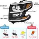 Headlights LED DRL Projector for 2015-2020 Chevy Tahoe/Suburban, 2016-2019 Chevy Suburban 3500HD Headlamp Replacement Single Driver Side