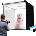 48"x48"x40" Large Photo Studio Light Box Photography, 4 Light LED Panels Dimmable Shooting Tent with 3 Color Backdrops Continuous Lighting Softbox for Bulky Items Photography