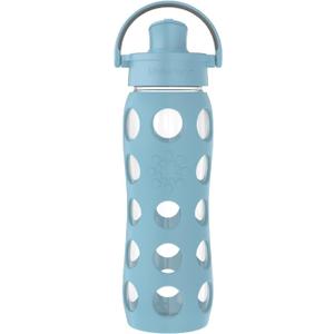 Lifefactory 22-Ounce Glass Water Bottle with Active Flip Cap and Protective Silicone Sleeve, Denim