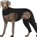 ROZKITCH Dog Surgery Recovery Sleeve Rear Right Left Leg, Pet Prevent Licking Wound Elbow Brace Protector, Dog Recovery Suit Cone Collar Alternative for Sprain ACL CCL Arthritis Joint Care Black (2XL(Chest:30.3-35.4"Back:24"))