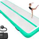 Air Mat Tumble Track 4 inches Thickness Inflatable Gymnastics Mat for Home Use/Training/Cheerleading/Yoga 10/13/16/20ft with Electric Air Pump (green)