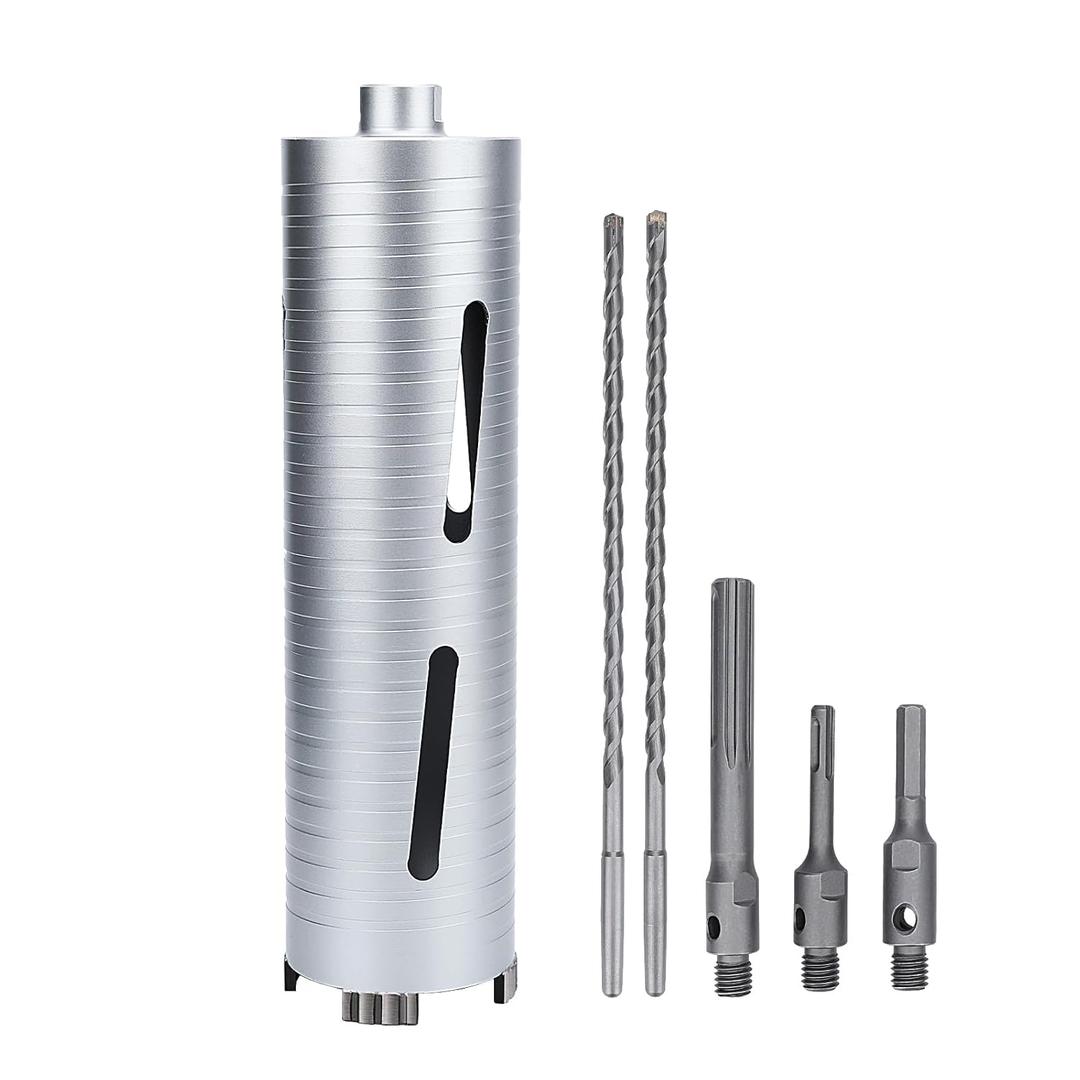 3-1/4 inch Diamond Dry Core Drill Bit, 10" Drilling Depth, 5/8"-11 Thread Core Drill Bit for Concrete,Includes 3 Adapters SDS Plus, SDS Max and Hex (3-1/4")