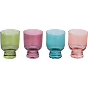 Creative Co-Op Hand Blown Footed Drinking Glasses, 6 Ounces, 4 Assorted Colors Glassware, Multi (Green, Rose, Teal, Pink) Creative Co-Op Hand Blown Footed Drinking Glasses, 6 Ounces, 4 Assorted Colors Glassware, Multi (Green, Rose, Teal, Pink)