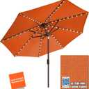 EliteShade USA 10-Year-Non-Fading Solar 9ft Market Umbrella with 80 LED Lights Patio Umbrellas Outdoor Table Umbrella with Ventilation,Rust