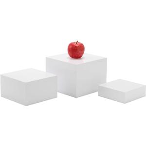 Acrylic Buffet Risers,Display Stand Shelf for Catering Dessert Collectibles Jewelry Figures Show, Cube Display Nesting Risers with Hollow Bottoms (6",7",8"-Glossy White)
