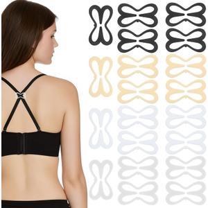 3Pack 20 Pcs Bra Strap Clips, Bra Strap Holders for Slipping Flower Straps, Cross Back Straps Hooks Accessories for Make Racerback Conceal and Cleavage Control