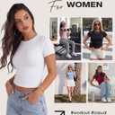 GAYHAY Shirts for Women - Slim Fit Short Sleeve Crop Top Crew Neck Casual Basic Tees Spring Summer Fashion Clothing 2026 (White, S)