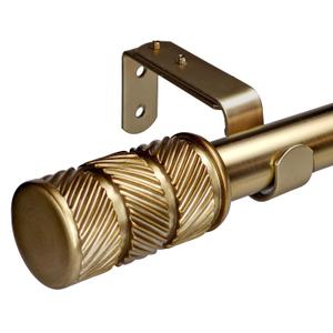 1-1/8 Inch Diameter Antique Gold Curtain Rods with Knurl Design Finial, 36-72 inch Telescoping Single Curtain Rods for window width 24-68 inch, Drapery Rods for Bedroom,Living Room