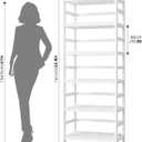 FOTOSOK 6-Tier Bamboo Shelf, Bamboo Bookcase with Adjustable Shelves, Free Standing Storage Shelf Unit, Plant Flower Stand for Bathroom, Kitchen, Home Office, White, 10.2D x 23.6W x 63.4H in