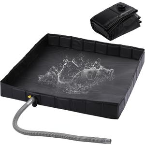 KRUI Camping Shower Base, Foldable Shower Tent Awning Base with Drain Hose to Keep Feet Clean, Portable Shower Pan for Indoor and Outdoor