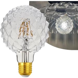 40 Watt Decorative Vintage LED Light Bulbs, W Pineapple 4W LED Filament Edison Bulb,2700K Oversized Warm Lights,Non-Dimmable E26 Lamp Base,1-Pack-Clear (1 Count (Pack of 1), 2700k Clear Lights W Pineapple(non-dimmable))