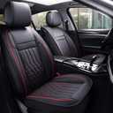 5pcs Car Seat Covers Full Set with Waterproof Leather,Airbag Compatible Automotive Vehicle Cushion Cover Universal fit for Most Cars (Black and red)