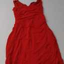 Kaximil Women's Sexy Bodycon Ruched Square Neck Midi Dresses Elegant Sleeveless Ruffle Cocktail Party Dress, Small, Red