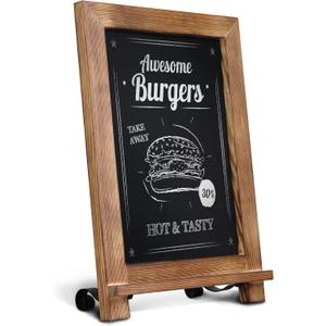 HBCY Creations Rustic Torched Wood Tabletop Chalkboard with Legs/Vintage Wedding Table Sign/Small Kitchen Countertop Memo Board/Antique Wooden Frame (9.5 x 14 Inches) (Torched Brown)