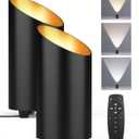 2 Pack Uplighting Indoor, LED Floor Can Lights with Remote and Timer, 3 Color Temps Dimmable Spotlight for Corner Sofa Plant Home Accent Lighting, 5.9 FT Plug Cord & Foot Switch, Black