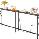 Gewudraw 70 in Skinny Sofa Table Behind Couch, Console Table with Oulets & USB Ports for Hallway, Entryway,Living Room, Bedroom, Rustic Brown