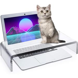 VTZEOTQ Acrylic Monitor Stand Riser AntiCat Laptop Cover Protector, Crystal Clear Laptop Stand, 16 inch Computer Monitor Riser for Home Office
