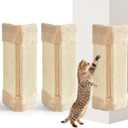 Taiyin 3 Pack Corner Wall Cat Scratcher, Wall-Mounted Sisal Cat Scratch Pad, Vertical Cats Scratcher for Indoor Cats, Includes Wall Fixings