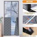 2 Sets Magnetic Thermal Insulated Curtains for 38" x 83" Doors with Clear Window Winter Thicken Quilted Oxford Cotton Waterproof Door Cover for Cold Weather(Grid, Transparent Gray)