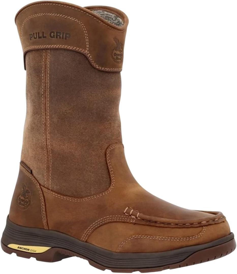 Georgia Boot Athens SuperLyte Waterproof Wellington Pull-On Boot (12 Wide, Brown)