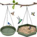 Hanging Bird Bath2 in 1 XL Hanging Bird Feeder & Birds Bath for Outside, Birds Water Feeder,Tray for Outdoors Garden Patio Decoration