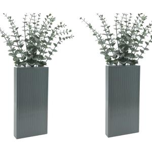 Wood Wall Planter Set of 2, Modern Wall Hanging Decor Pocket Planter for Greenery and Dried Flowers, Indoor Wood Hanging Vase (Gray)