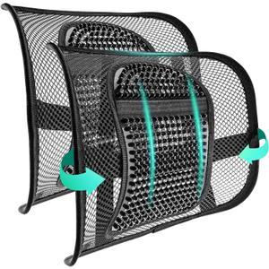 Samyoung 2 Pack Mesh Back Lumbar Support, Back Support Seat Cushion with Breathable Mesh for Office Chairs Car 12 x 16 (Black * 2)