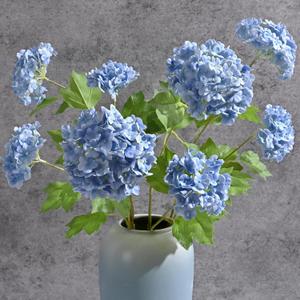 Waipfaru 4PCS Hydrangea Artificial Flowers, Real Touch Flowers, 26.8" Faux Hydrangea Flowers, Latex Real Touch Hydrangeas, Fake Flowers for Home Decor Party Bouquet Wedding Decoration, Blue