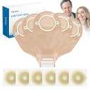 Heagimed 22pcs Ostomy Supplies Colostomy Bags, 2-Piece Colostomy Bags, Two-Piece Drainable Pouches with Closure for Ileostomy Stoma Care, Cut-to-Fit, 70mm Max (16 x Ostomy Bags+ 6 x Skin Barrier）
