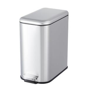 Garvee Bathroom Trash Can with Lid, 3.2 Gallon / 12 Liter Stainless Steel Garbage Can with Removable Liner Bucket, Small Step Wastebasket with Slim Design for Toilet Bedroom Office, Silver