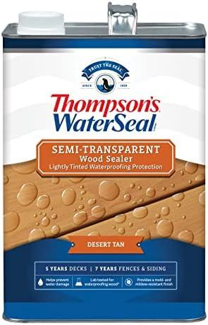 Thompson’s WaterSeal Semi-Transparent Waterproofing Wood Stain and Sealer, Desert Tan, 1 Gallon
