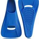 Swim Fins Adult Swim Training Fins for Pool Lap Swimming Comfortable Silicone Full Foot Pocket Travel Size Fins Short Blade Floating Flippers for Snorkeling Diving Swimming Adult Men Women (S(US Male 5.5-7 US Female 6.5-8), Blue)