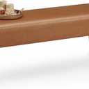 VASAGLE EKHO Collection - Bench for Entryway Bedroom, Synthetic Leather with Stitching, Ottoman Bench with Steel Legs, Living Room, Mid-Century Modern, Loads 660 lb, Caramel Brown ULOM076K01, 15.7"D x 43.3"W x 16.9"H