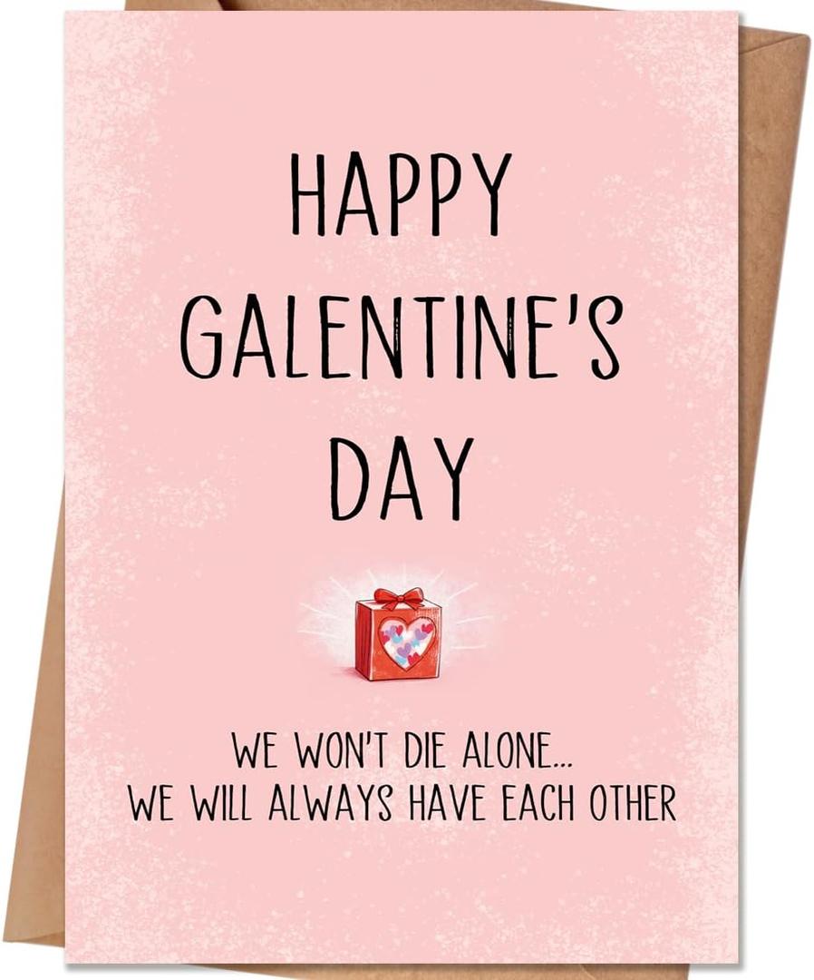 4 x Happy Galentines Day Card for Best Friend, Funny Galentine's Day Card Gifts for Bestie, Female Friend, Gal Pal (QQ-156)