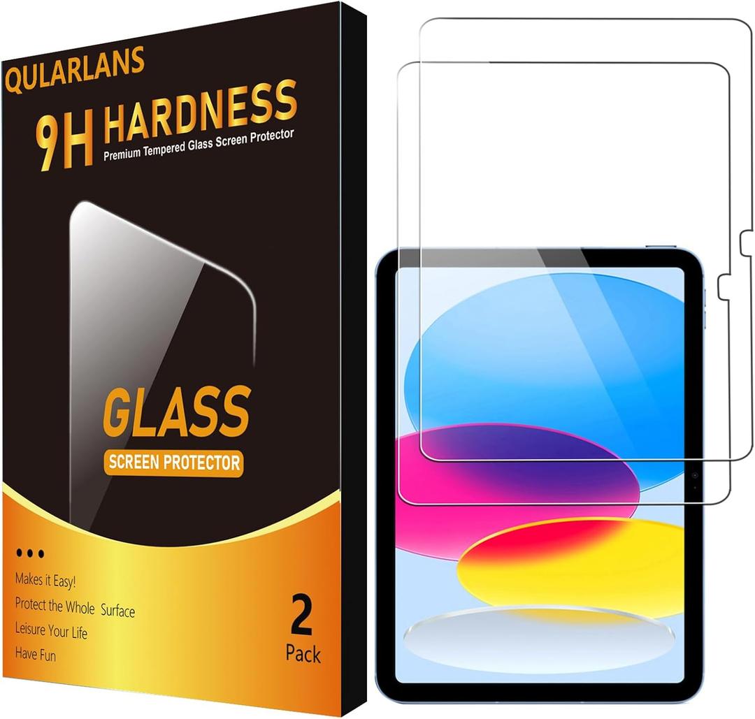 Qularlans 2 Pack Screen Protector for iPad 11th Generation A16 11 Inch (2025) & iPad 10th Generation 10.9 Inch (2022), 9H Tempered Glass Film, Anti-Scratch, HD Clear, Apple Pencil Compatible, Case Friendly