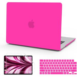 B BELK Compatible with MacBook Air 13.6 inch Case 2025 2024 2023 2022 Release M4 A3240 M3 A3113 M2 A2681 Liquid Retina Display, Plastic Hard Shell Case + Keyboard Cover + Screen Protector, Hot Pink