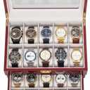High End Rosewood Watch Box with Velvet Lining 20 Slots, 2 Layer Watch Holder Organizer with Glass Lid & Removable Cushions, Luxury Watch Case for Men Women, Ideal Gift for Watch Display & Storage