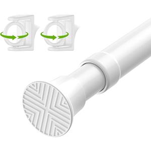 Tension Rods 23-48Inch Tension Curtain Rod Adjustable Curtain Rods No Drilling White Tension Rods for Windows Spring Curtain Rod Tension rods for Doorway,Closet,Windows