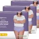 Amazon Basics Incontinence Underwear for Women, Protective, Disposable, Postpartum, Maximum Absorbency, Large, Lavender, 54 Count (3 Packs of 18)