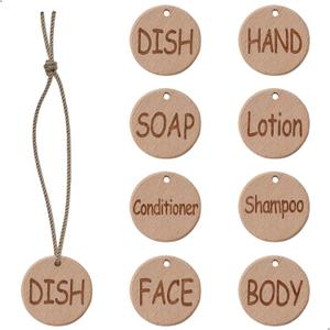 Organize Your Home with 8 Handmade Wooden Labels for Bottles - Dish, Hand, SOAP, Lotion, Shampoo, Conditioner, Body and FACE - Perfect for Soap Dispensers in Your Kitchen and Bathroom, Eulnars