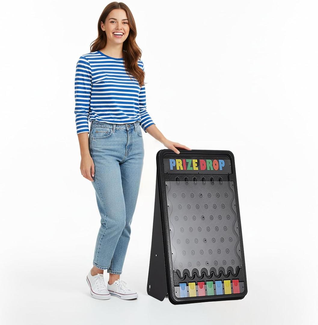 iElyiEsy 31"x21" Exciting Tabletop Prize Drop Plinko Board Game with Foldable Stand and 10 Customizable Playing Pucks - Perfect for Carnival, Tradeshow & Party Fun, 31.89" x 1" x 0.1"